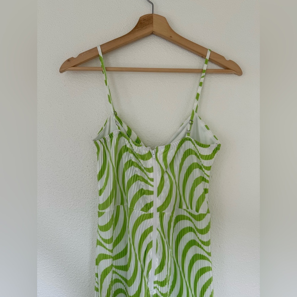 L'Amorae Wave Plisse Twist Cut Out Cami Wide Leg Jumpsuit - Picture 9 of 12